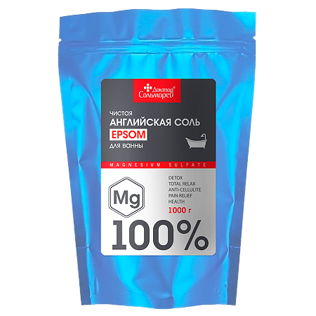 Изображение товара Доктор Сольморей Чистая Английская соль Epsom для ванн 1000 г 1 шт