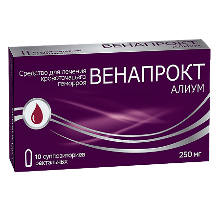 Венапрокт Алиум, суппозитории ректальные 250 мг 10 шт