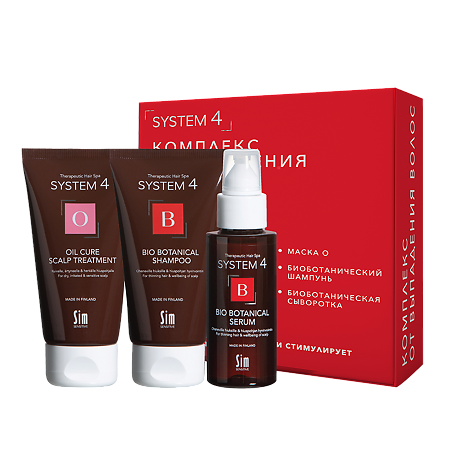 Изображение товара System 4 Комплекс от выпадения волос мини (шампунь 75 мл+сыворотка 50 мл+маска-пилинг 75 мл ) 1 уп