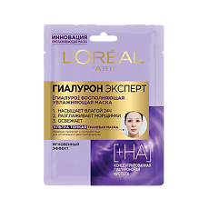 Купить Loreal Гиалурон Эксперт Маска для лица тканевая увлажняющая ультра тонкая 30 г 1 шт цена