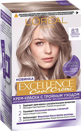 Изображение товара Loreal Paris Крем-краска для волос Excellence Cool Creme 8.11 Ультрапепельный