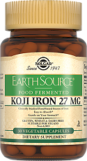 Изображение товара Solgar Железо 27 мг в ферментированной культуре Коджи / Koji Iron 27 mg Vegetable Capsules капсулы массой 585 мг 30 шт