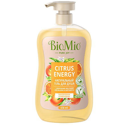Изображение товара БиоМио Bio Shower Гель для душа с эфирными маслами апельсина и бергамота 650 мл
