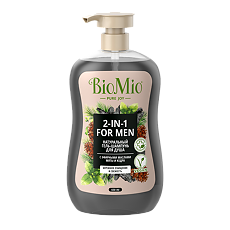 Купить БиоМио (BioMio) Bio Shower Body & Hair Натуральный гель-шампунь для душа с эфирными маслами мяты и кедра  2-IN-1 For Men 650 мл 1 шт цена