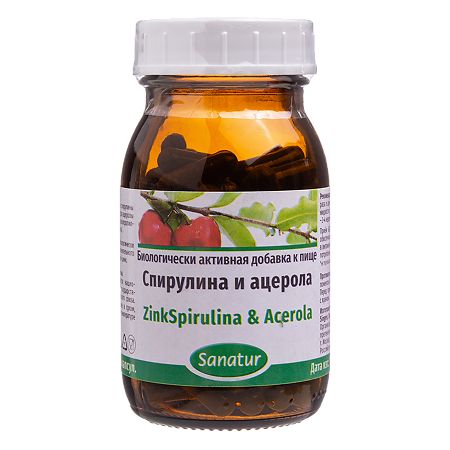 Sanatur Спирулина и ацерола/ZinkSpirulina & Acerola капсулы массой 550 мг 90 шт