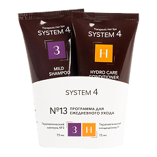 Изображение товара System 4 Программа №13 для ежедневного ухода Терапевтический шампунь №3 75 мл+Терапевтический увлажняющий кондиционер Н 75 мл 1 уп