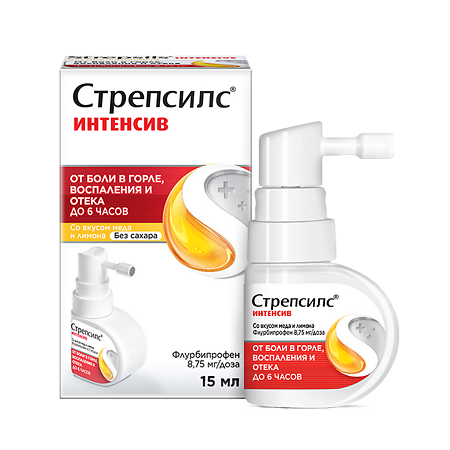 Изображение товара Стрепсилс Интенсив спрей для горла со вкусом меда и лимона 15 мл