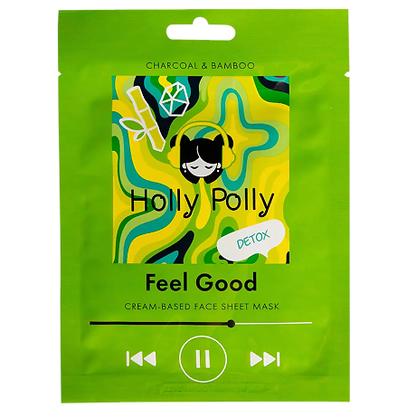Изображение товара Holly Polly Тканевая маска для лица на кремовой основе Feel Good с углем и экстрактом Бамбука детокс 22 г 1 шт