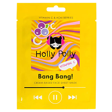 Купить Holly Polly Тканевая маска для лица на кремовой основе Bang Bang! с вит С и Ягодами Асаи витаминная 22 г 1 шт цена