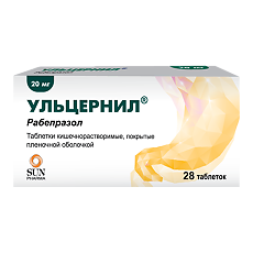 Купить Ульцернил таблетки кишечнорастворимые покрыт.плен.об. 20 мг 28 шт цена