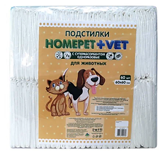 Купить Homepet Vet пеленки для животных впитывающие гелевые 60 см х 60 см 60 шт цена