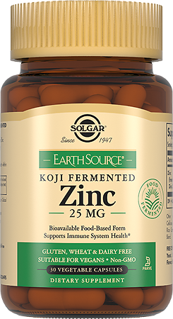 Solgar Цинк 25 мг в ферментированной культуре Коджи / Koji Fermented Zinc 25 mg Vegetable Capsules капсулы массой 808 мг 30 шт