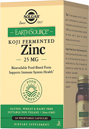 Solgar Цинк 25 мг в ферментированной культуре Коджи / Koji Fermented Zinc 25 mg Vegetable Capsules капсулы массой 808 мг 30 шт