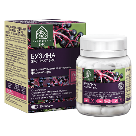 Бузина экстракт ВИС / Sambucus nigra Standardized extract VIS капсулы массой 0,45 г 30 шт