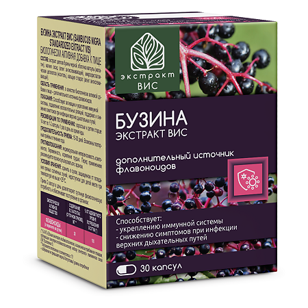 Бузина экстракт ВИС / Sambucus nigra Standardized extract VIS капсулы массой 0,45 г 30 шт