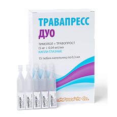 Купить Травапресс Дуо капли глазные (5 мг+0,04 мг)/мл 0,3 мл тюбик-кап 15 шт цена