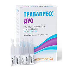 Купить Травапресс Дуо капли глазные (5 мг+0,04 мг)/мл 0,3 мл тюбик-кап 30 шт цена