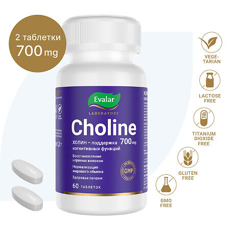 Холин / Choline 350 мг таблетки по 1,2 г 60 шт