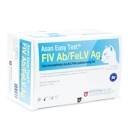 Комбинированный набор Asan Easy Test FIV Ab/FeLV Ag для определения антител к вирусу иммунодефицита и выявления антигена вируса лейкемии кошек (ВЕТ) 10 шт