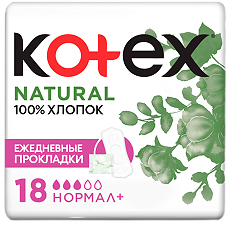 Купить Kotex Прокладки Natural Экстра Защита Нормал+ ежедневные 18 шт цена