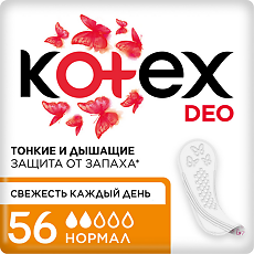 Изображение товара Kotex Прокладки Нормал Deo ежедневные 56 шт