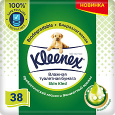 Изображение товара Kleenex Влажная туалетная бумага Skin Kind 38 шт