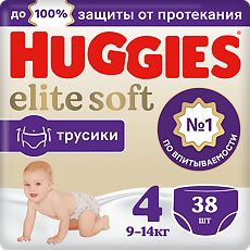 Изображение товара Huggies Трусики Elite Soft 4 9-14 кг 38 шт