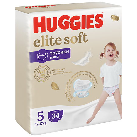 Huggies Трусики Elite Soft 5 12-17 кг 34 шт