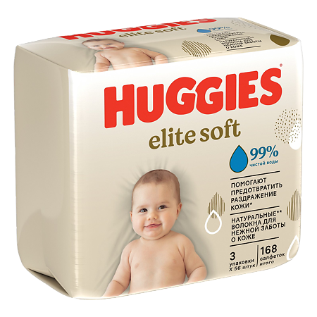 Huggies Влажные салфетки Elite Soft 168 шт