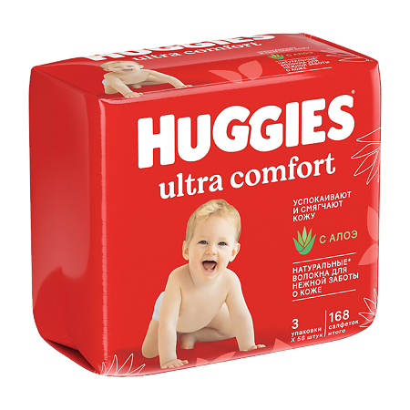 Huggies Влажные салфетки Ultra Comfort 168 шт