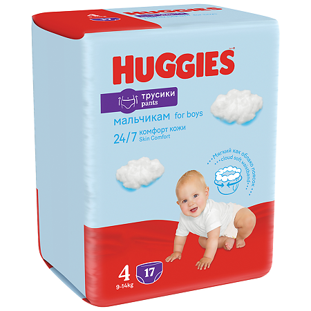 Huggies Трусики для мальчиков р.4 9-14 кг 17 шт