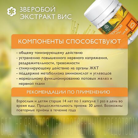 Зверобой экстракт ВИС с биотином Hypericum В7 / Standardized Extract капсулы массой 0,3 г 30 шт