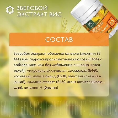 Зверобой экстракт ВИС с биотином Hypericum В7 / Standardized Extract капсулы массой 0,3 г 30 шт