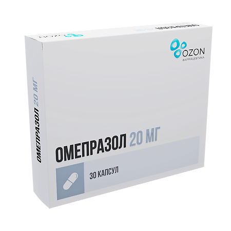 Омепразол капсулы кишечнорастворимые 20 мг 30 шт
