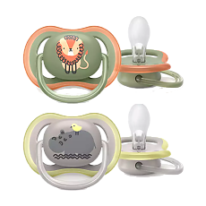 Купить Philips Avent Avent Пустышка Ultra Air SCF085/17 в комплекте с футляром для хранения и стерилизации 6-18 мес 2 шт цена