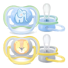 Купить Philips Avent Пустышка Ultra Air SCF085/01 в комплекте с футляром для хранения и стерилизации 0-6 мес 2 шт цена