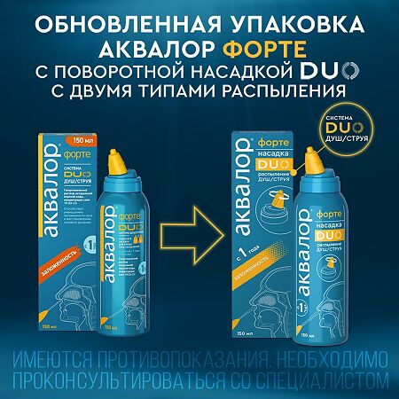 Аквалор Форте DUO средство д/орошения и промывания полости носа 150 мл 1 шт