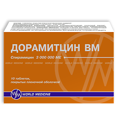 Изображение товара Дорамитцин ВМ таблетки покрыт.плен.об. 3000000 ме 10 шт