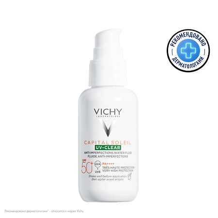 Vichy Capital Soleil UV-Clear Флюид солнцезащитный для лица против несовершенств SPF50+ 40 мл