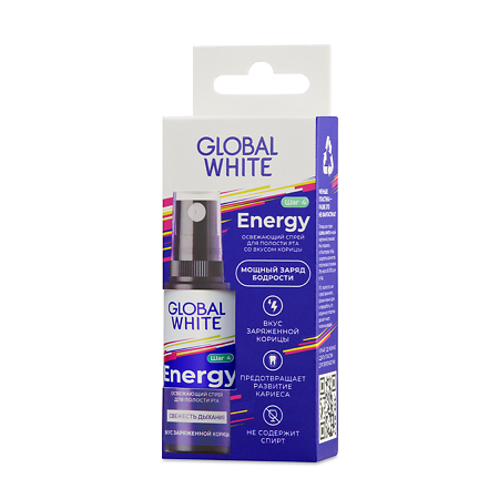Global White Спрей освежающий Energy для полости рта со вкусом корицы 15 мл 1 шт