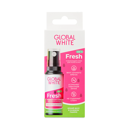 Global White Спрей освежающий Fresh для полости рта со вкусом арбуза 15 мл 1 шт