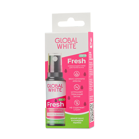 Global White Спрей освежающий Fresh для полости рта со вкусом арбуза 15 мл 1 шт
