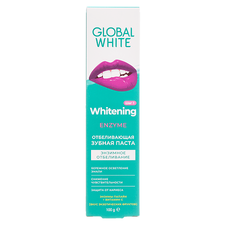 Global White Зубная паста отбеливающая Enzyme 100 г 1 шт