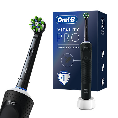 Изображение товара Oral-B Электрическая зубная щетка Vitality PRO D103.413.3 CrossAction Protect X Clean Black черная 1 шт