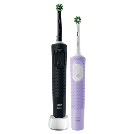 Oral-B Набор Электрическая зубная щетка Vitality PRO D103.413.3 CrossAction Protect X Clean Black& Lilac черная,лиловая 1 уп