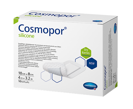 Повязка Космопор силикон/Cosmopor silicone на рану впитывающая пластырного типа 10 х 8 см 10 шт