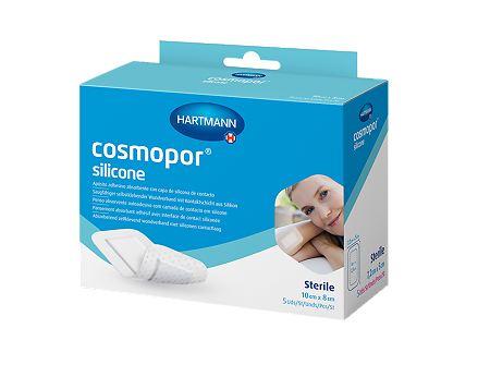 Повязка Космопор силикон/Cosmopor silicone на рану впитывающая пластырного типа 10 х 8 см 5 шт
