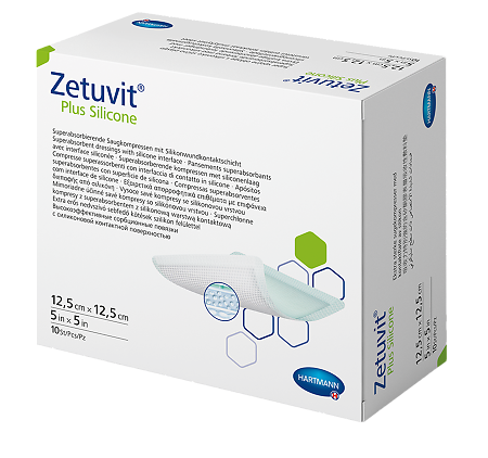 Изображение товара Повязка стерильная Zetuvit Plus Silicone 12,5x12,5 см для лечения ран