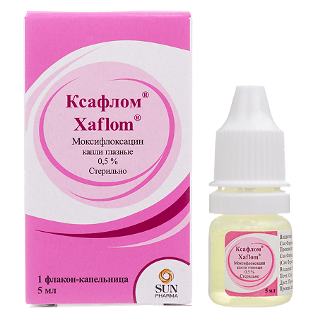 Изображение товара Ксафлом капли глазные 0,5% 5 мл антибактериальные для взрослых и детей