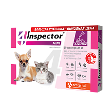 Купить Inspector Mini капли на холку для собак мелких пород и кошек 0,5-2 кг пипетка 3 шт цена